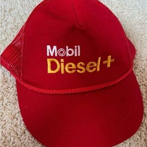 Vintage Mobil Diesel+ Red Trucker Hat